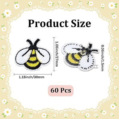 60Pcs Polyester Embroider Thread Iron on/Sew On Patches PATC-CY0001-77-1