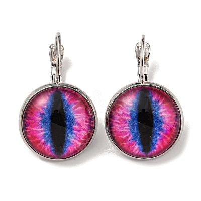 Dragon Eye Glass Leverback Earrings with Brass Earring Pins EJEW-Q798-01C-1