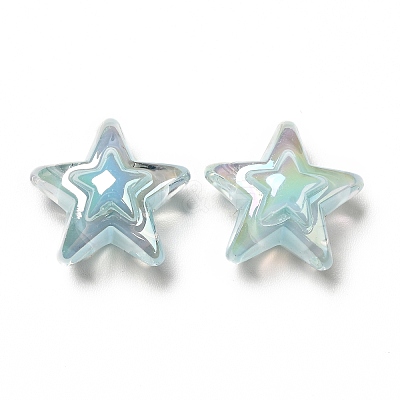 UV Plating Rainbow Iridescent Transparent Acrylic Beads X-OACR-C007-06-1
