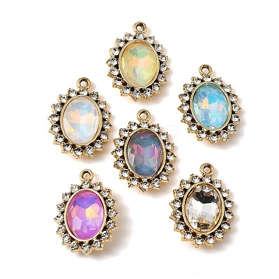 UV Plating Alloy Glass Pendants FIND-K032-41G-1