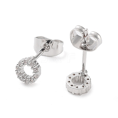 Brass Micro Pave Cubic Zirconia Stud Earrings EJEW-P247-03P-1
