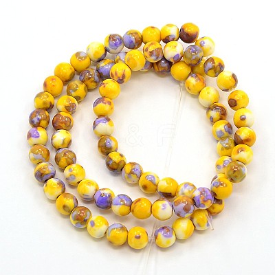 Synthetic Ocean White Jade Beads Strands G-L019-6mm-09-1