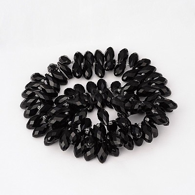 Transparent Faceted Teardrop Glass Bead Strands GLAA-J069-03-1