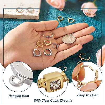 8 Pairs 8 Style Brass Hoop Earrings EJEW-PJ0001-05-1