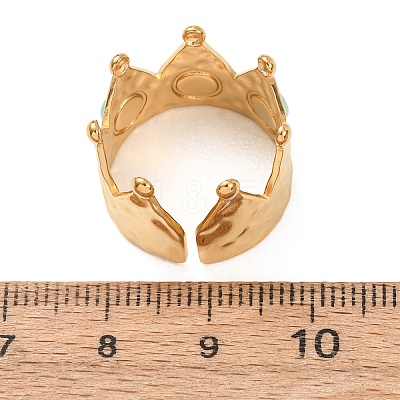 Brass with Natural Gemstone Open Cuff Rings for Women RJEW-K261-08C-G-1