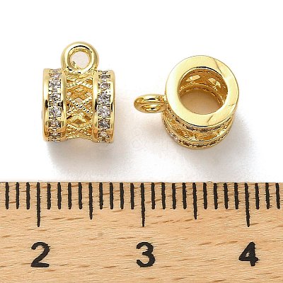 Brass Micro Pave Cubic Zirconia Tube Bails ZIRC-P112-02G-1