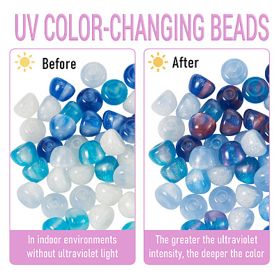 50Pcs 5 Colors Resin UV Reactive Beads RESI-TA0005-70-1