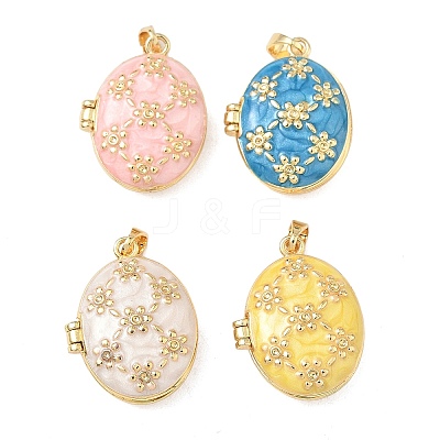 Brass Enamel Locket Pendants KK-F923-03A-G-1