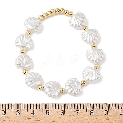 Brass & Plastic Beaded Stretch Bracelets for Women BJEW-F515-09G-1