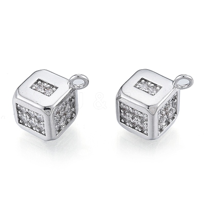 Brass Micro Pave Clear Cubic Zirconia Charms KK-N216-561P-1