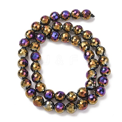 Electroplated Natural Agate Beads Strands G-B191-A07-8mm-04-1