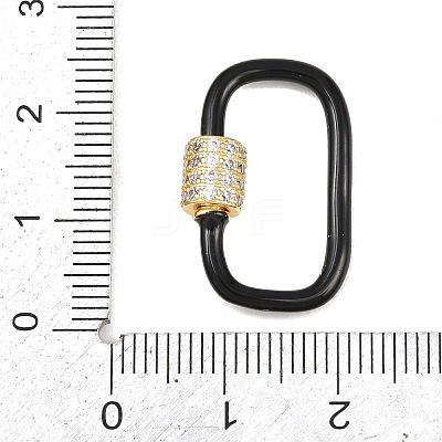 Oval Brass Micro Pave Clear Cubic Zirconia Screw Carabiner Clasps KK-B167-01B-04G-1