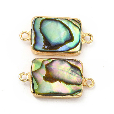 Natural Paua Shell Connector Charms PEAR-P004-40KCG-1