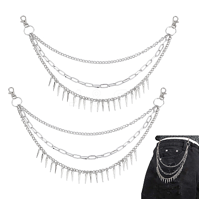 2Pcs Iron Cone Charm Body Chains AJEW-UN0002-12-1