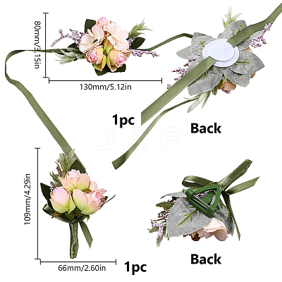 2Pcs 2 Style Silk Imitation Rose Corsage Boutonniere AJEW-CP0001-60-1