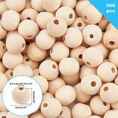 Unfinished Natural Wood Beads WOOD-PH0001-09C-1