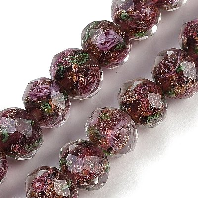 Handmade Gold Sand Lampwork Beads Strands LAMP-R141-10mm-27-1