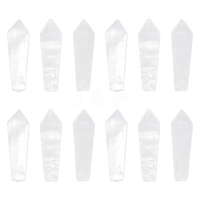 12Pcs Natural Quartz Crystal Pointed Beads G-OC0003-99-1