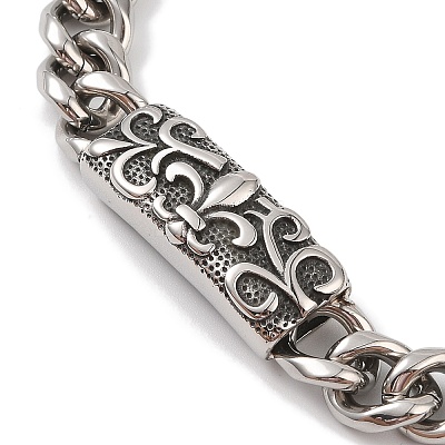 Ion Plating(IP) 304 Stainless Steel Flower Link Chain Bracelets for Men BJEW-B096-48B-AS-1