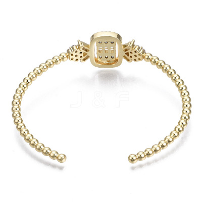 Sparkle Cubic Zirconia Ball Beaded Cuff Bangle for Her BJEW-N012-004-NF-1