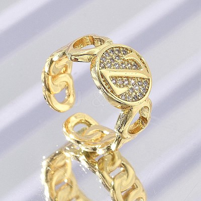 Brass Micro Pave Clear Cubic Zirconia Open Cuff Rings for Women RJEW-K289-02G-Z-1