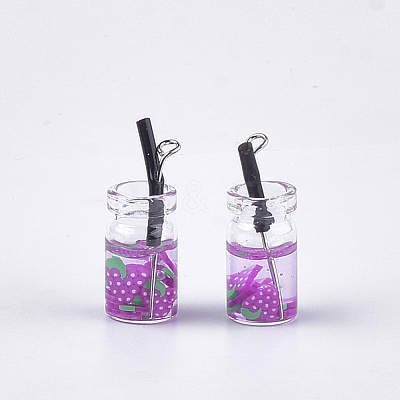 Glass Bottle Pendants X-CRES-N017-06G-1