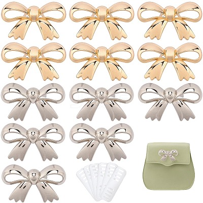 12Pcs 2 Colors Bowknot Alloy Decorative Buckles FIND-CP0003-71-1