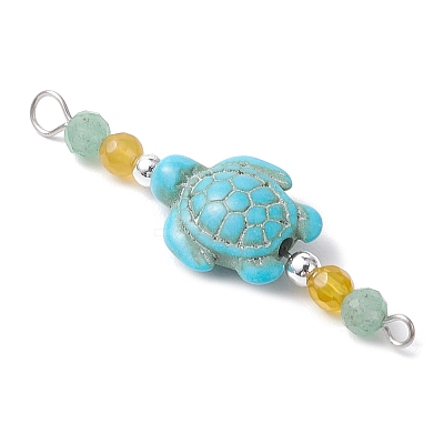 4Pcs 4 Colors Summer Beach Dyed Synthetic Turquoise Connector Charms PALLOY-JF03747-01-1