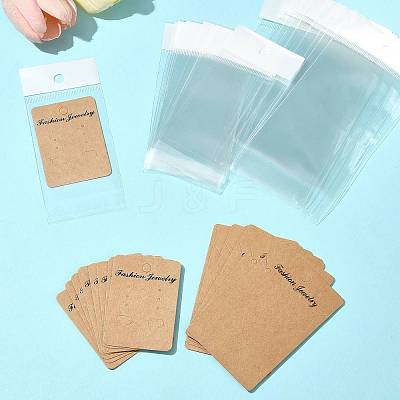 200Pcs 2 Styles Rectangle Cardboard Paper Earring Display Cards CDIS-FS0001-28-1