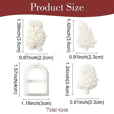 4Pcs 4 Styles Mother's Day Plastic Clay Pressed Molds Set CELT-YW0001-01-1