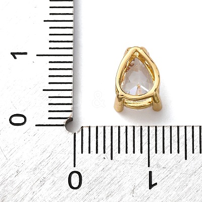 Teardrop Brass Micro Pave Cubic Zirconia Slide Charms KK-C119-16G-12-1
