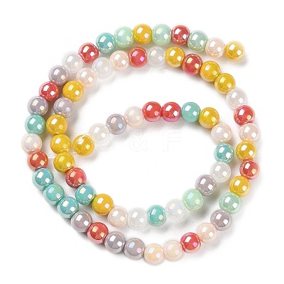 Opaque Electroplate Glass Beads Strands X-GLAA-P056-6mm-A01-1