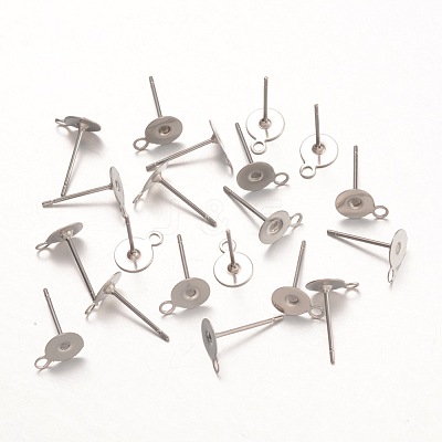 Non-Tarnish 316 Surgical Stainless Steel Stud Earring Settings STAS-K098-07-6mm-P-1