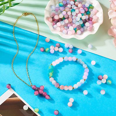 200Pcs 10 Colors Crackle Glass Beads Strands GLAA-TA0003-31B-1