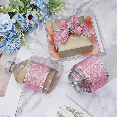 Sparkle Wired Edge Polyester Ribbon OCOR-WH0071-026C-1