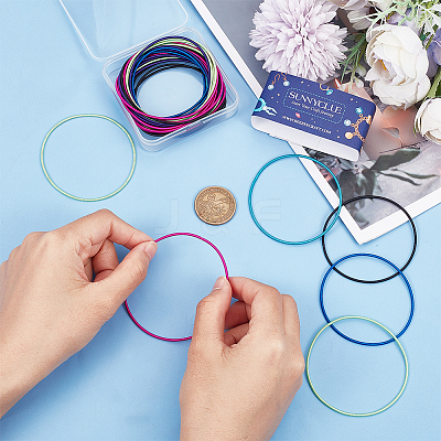 48Pcs 6 Colors Minimalist Spring Chains Stretch Bracelets Set TWIR-SC0001-01-1
