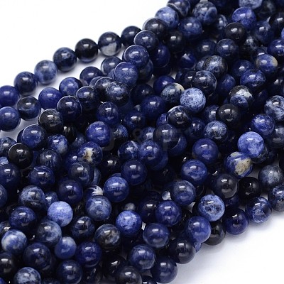 Round Natural Sodalite Beads Strands G-F222-39-6mm-1