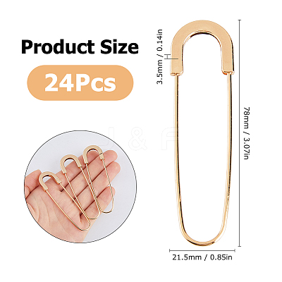 24Pcs Alloy Safety Pin Brooches JEWB-HS0001-03G-1