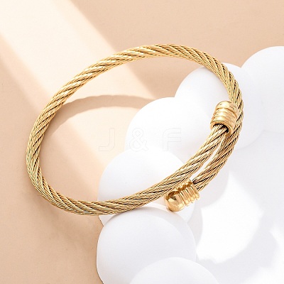 304 Stainless Steel Torque Bangles for Women BJEW-G584-18G-1