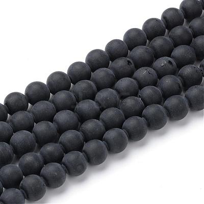 Natural Black Agate Stone Beads Strands G-T055-4mm-07-1