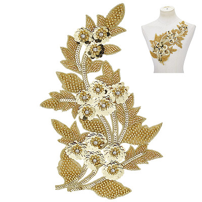 Flower Sequin Embroidery For Clothes Fabric Decoration Badge DIY-WH0899-104-1