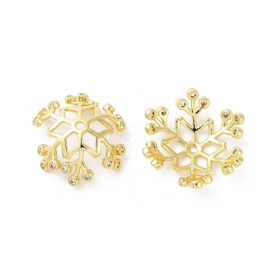 Brass Micro Pave Cubic Zirconia Bead Cap KK-C040-01G-1