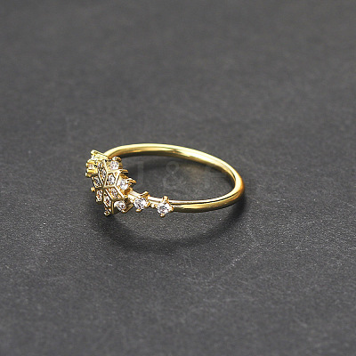 Brass Micro Pave Clear Cubic Zirconia Finger Rings FS-WGF1294-05-1