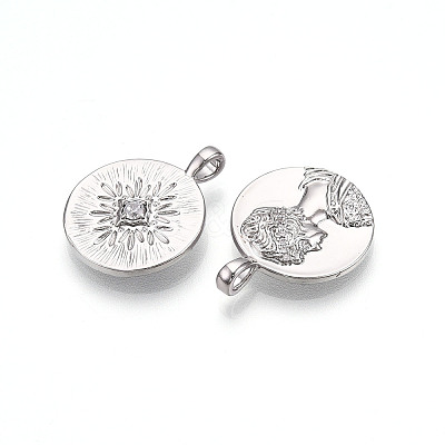 Brass Micro Pave Cubic Zirconia Pendants ZIRC-T016-19P-1
