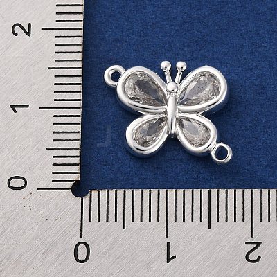 Brass Pave Clear Cubic Zirconia Connector Charms KK-Z066-09S-1