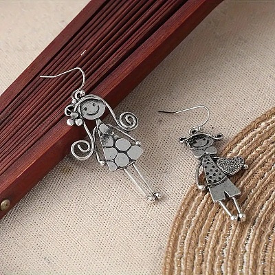 Boy and Girl Alloy Dangle Earrings FS-WGD9F62-01-1