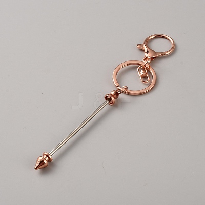 Zinc Alloy Bar Beadable Keychains Clasps KEYC-WH0030-86RG-1