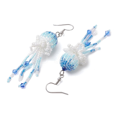 Handmade Glass Seed Beads Pendants Dangle Earrings EJEW-MZ00248-1