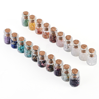 Natural & Synthetic Gemstone Chip Beads Glass Bottles G-KS0001-02-1