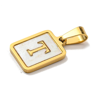 PVD Vacuum Plating 304 Stainless Steel Pave Natural White Shell Pendants STAS-S130-03G-T-1